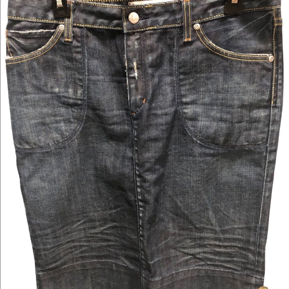 Paper Denim & Cloth Dark Wash Distressed Festival Indie Denim‎ Skirt size 29/6